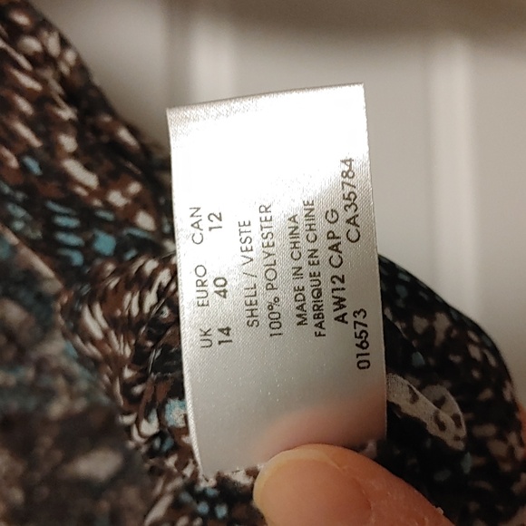 Planet Sheer Dress Shirt in Brown Blue and Cream US 12 - Picture 6 of 9